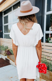 Ruffle Sleeve V-Neck Backless Loose Dress