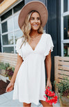 Ruffle Sleeve V-Neck Backless Loose Dress