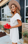 Ruffle Sleeve V-Neck Backless Loose Dress