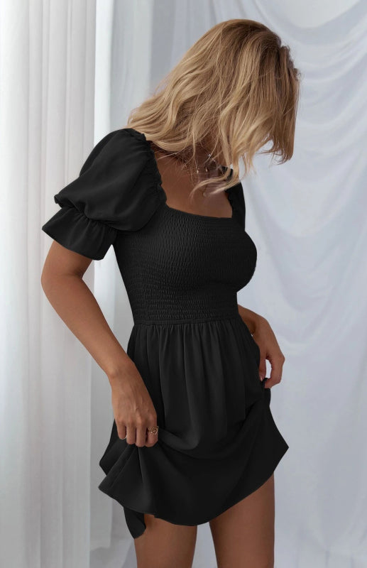 Women's Puff Sleeve Short Sleeve Solid Color Dress