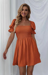 Women's Puff Sleeve Short Sleeve Solid Color Dress