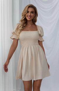 Women's Puff Sleeve Short Sleeve Solid Color Dress