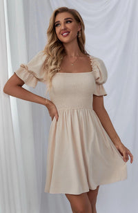 Women's Puff Sleeve Short Sleeve Solid Color Dress