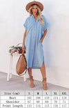 Women's Short Sleeve Button Pocket Dress