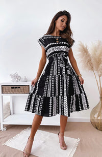 Women's Short Sleeve Geometric Print Dress