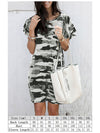 Crew Neck Camo Print Short Sleeve Loose Dress