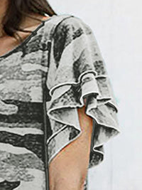 Crew Neck Camo Print Short Sleeve Loose Dress