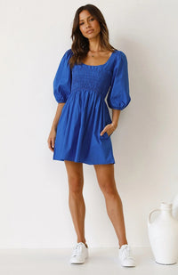 Women's Lantern Sleeve Solid Color Dress