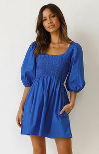 Women's Lantern Sleeve Solid Color Dress