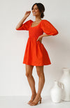 Women's Lantern Sleeve Solid Color Dress