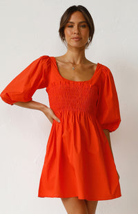 Women's Lantern Sleeve Solid Color Dress