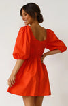 Women's Lantern Sleeve Solid Color Dress