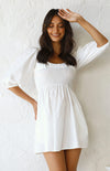 Women's Lantern Sleeve Solid Color Dress