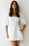 Women's Lantern Sleeve Solid Color Dress