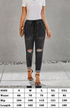 Distressed Drawstring Gather Round Distressed Pocketed Denim Jogger