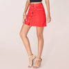 Women's Spring/Summer Red Buttoned Slim Fit Sexy Denim Skirt