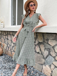 Slim Long Skirt High Waist Green European and American Retro Dress