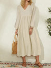 Women's Cotton Linen Loose Balloon Sleeve Dress