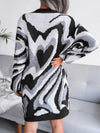 Women's contrast color love wool dress knitted dress