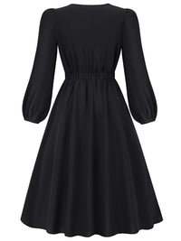 Women's round neck bow A-line mid-length dresses