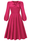 Women's round neck bow A-line mid-length dresses