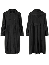 Women’s Double Breasted Buttons Pleats Dress Cardigan