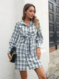 Women's casual plaid shirt dresses strappy dresses