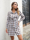 Women's casual plaid shirt dresses strappy dresses