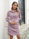 Women's casual lantern long sleeve drawstring shirt dress