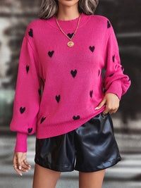 Autumn and winter new women's love sheath round neck sweater top