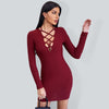 Hollow out slim sexy hip skirt fashion temperament slim long-sleeved dress