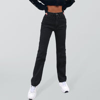 Women's high waist all-match denim straight-leg trousers