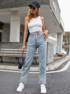 Women's high waist all-match denim straight-leg trousers