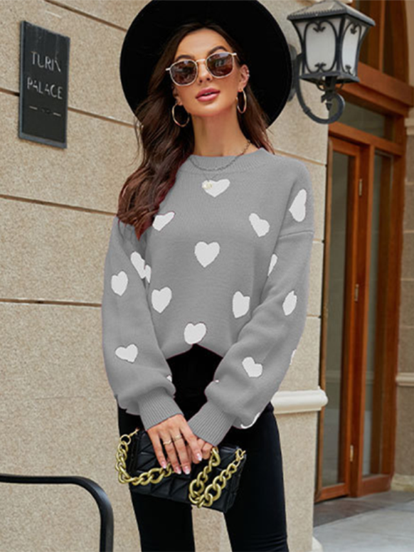 Valentine's Day Heart Pullover Women's Knitwear Large Size Loose Sweater