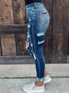 Stretch ripped denim trousers washed skinny feet tight buttocks fashion jeans for women