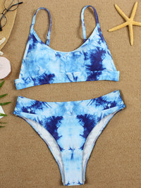 Two-piece swimsuit sexy tie-dye gradient push-up bikini