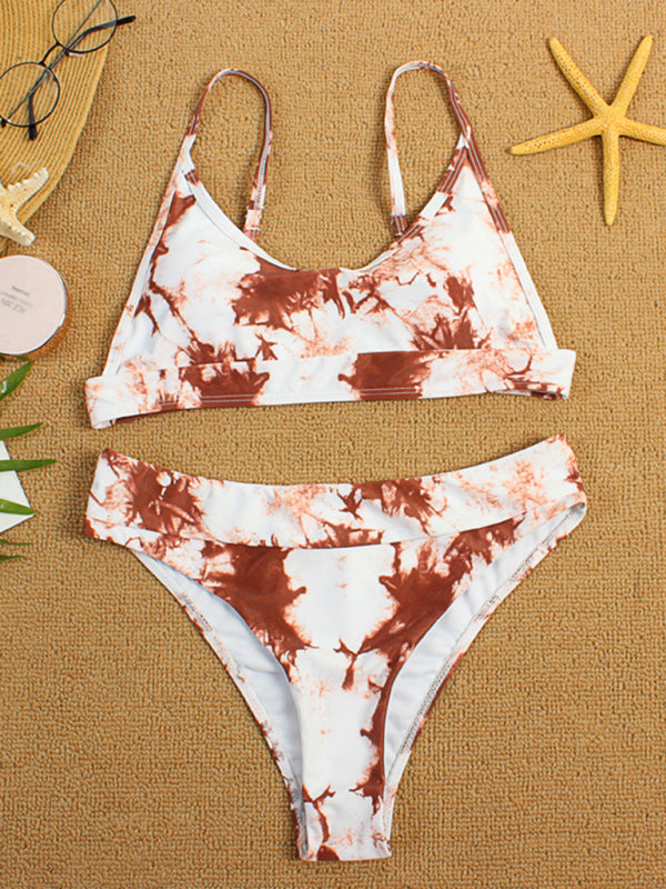 Two-piece swimsuit sexy tie-dye gradient push-up bikini