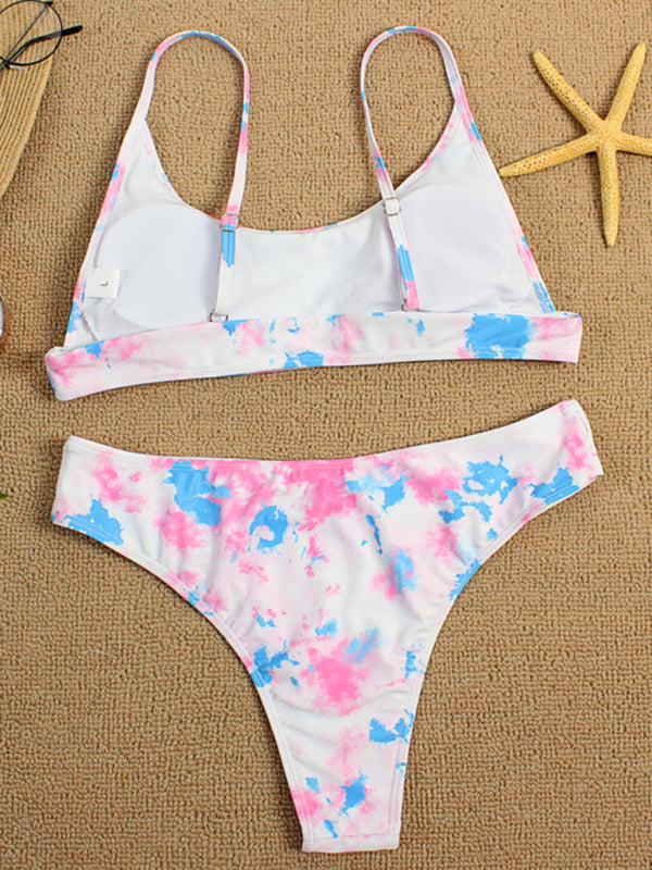 Two-piece swimsuit sexy tie-dye gradient push-up bikini