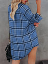 Women's plaid V-neck long-sleeved shirt dress