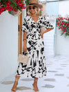 Women's casual holiday V-neck puff sleeve dress