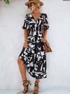 Women's casual holiday V-neck puff sleeve dress