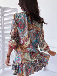 Women's ethnic print long-sleeved dress