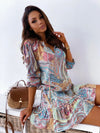 Women's ethnic print long-sleeved dress