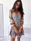 Women's ethnic print long-sleeved dress