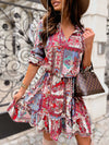 Women's ethnic print long-sleeved dress