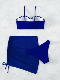 Women's solid color shell shape bikini three-piece sets