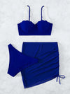 Women's solid color shell shape bikini three-piece sets