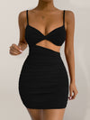 Women's Solid color sexy open waist camisole dress