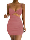 Women's Solid color sexy open waist camisole dress