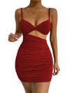 Women's Solid color sexy open waist camisole dress